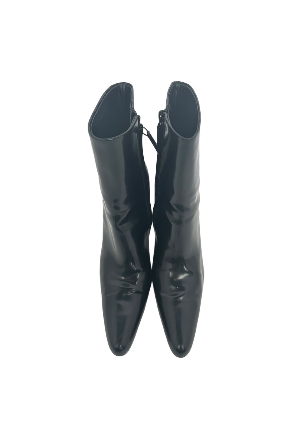 Balenciaga Pointed Toe Zip Ankle Boots in Black Leather