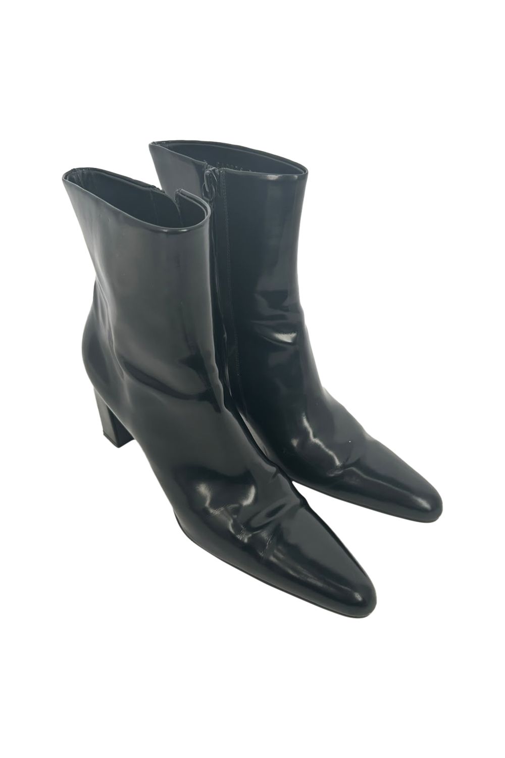 Balenciaga Pointed Toe Zip Ankle Boots in Black Leather