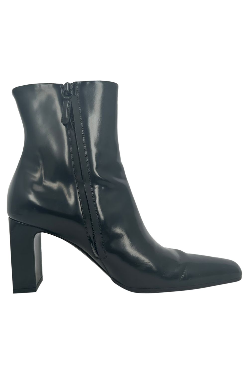 Balenciaga Pointed Toe Zip Ankle Boots in Black Leather