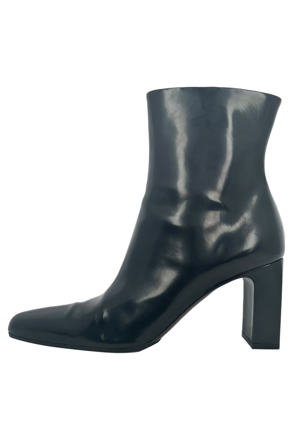 Balenciaga Pointed Toe Zip Ankle Boots in Black Leather