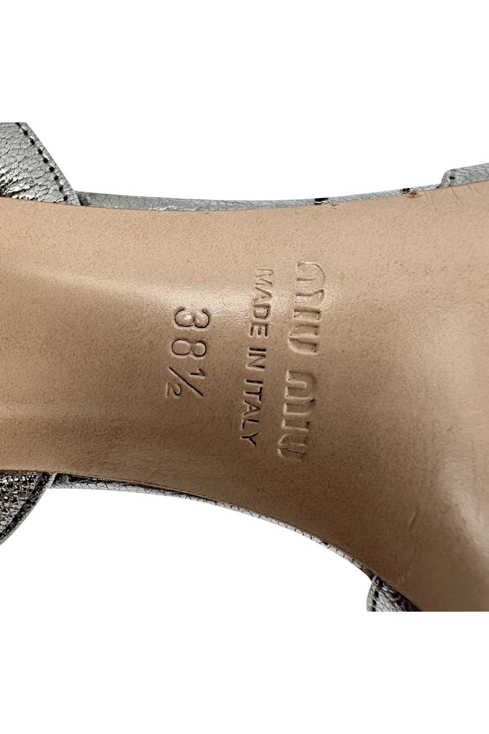 Miu Miu.Pointed-Toe Jewel-Embellished Slingback Block Heels in Silver Leather