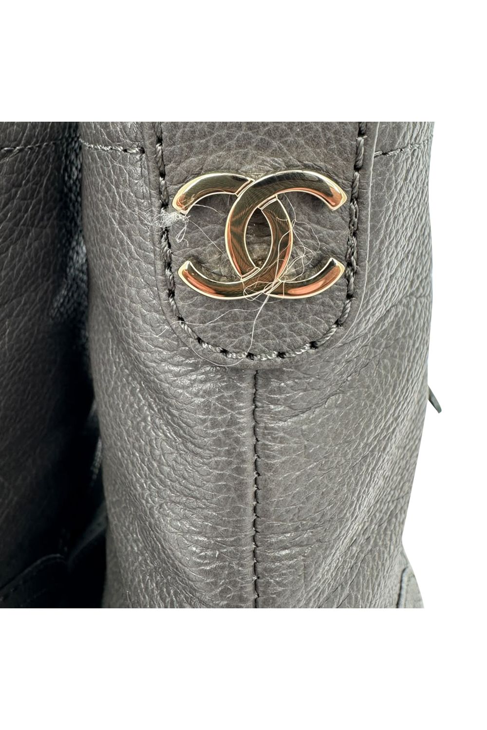 Chanel CC Lace-Up Combat Boots in Grey Leather