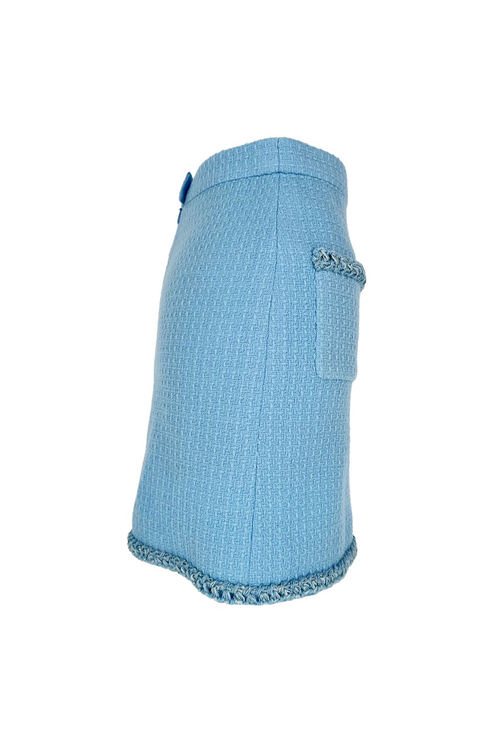 Chanel Tweed Mini Skirt in Light Blue Wool