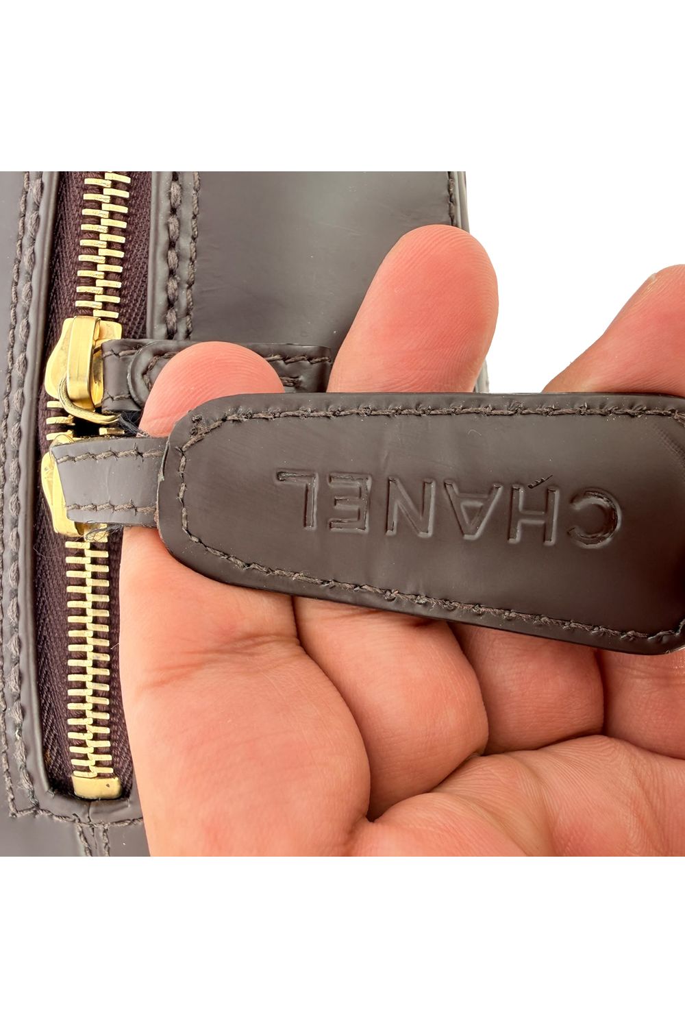 Chanel Wild Stitch Top Handle Handbag in Brown Leather