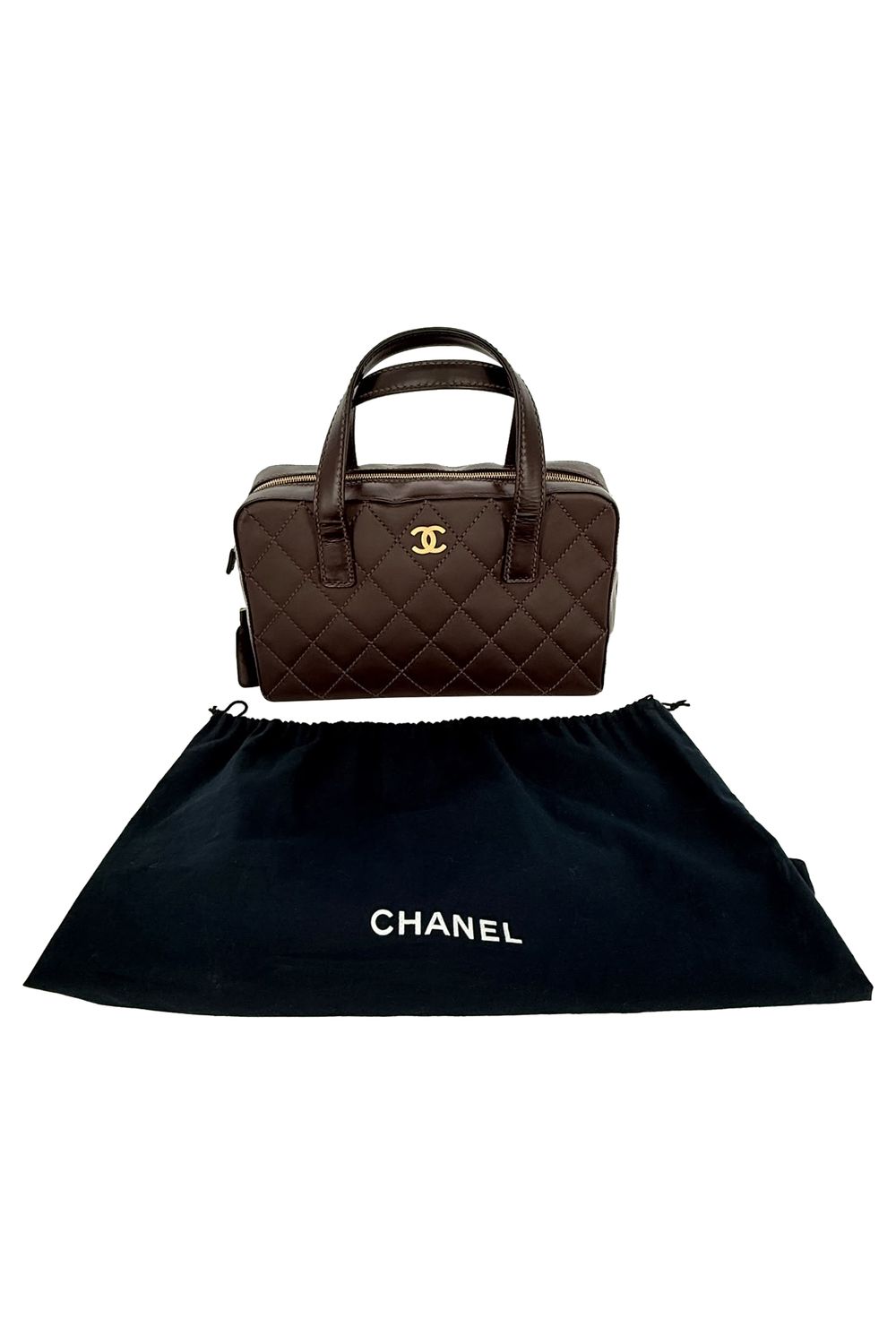 Chanel Wild Stitch Top Handle Handbag in Brown Leather