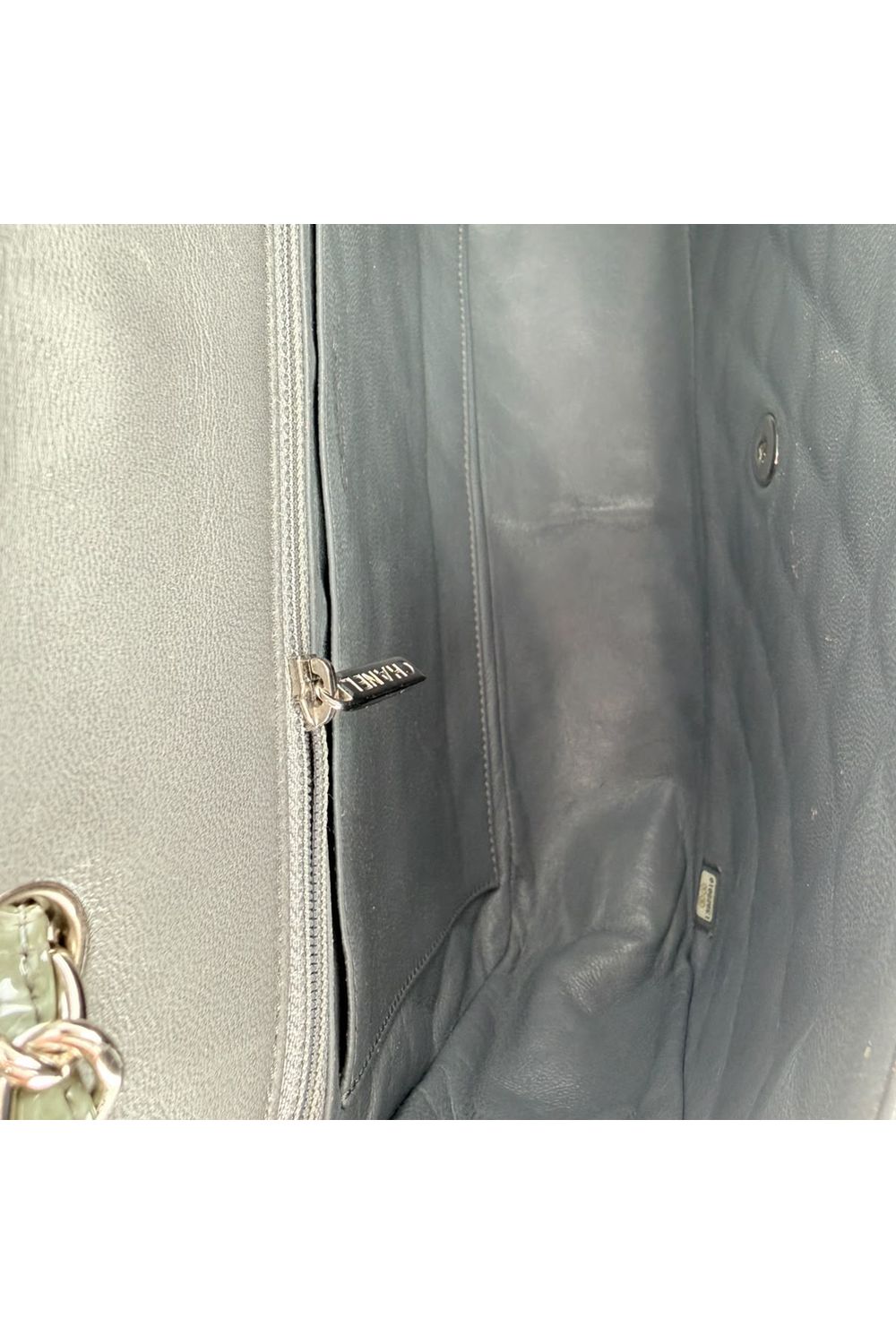 Chanel Classic Jumbo Flap Quilted Bag in Green Patent Leather
