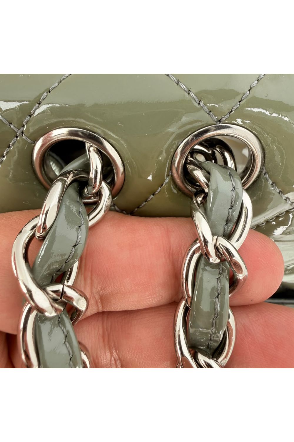 Chanel Classic Jumbo Flap Quilted Bag in Green Patent Leather