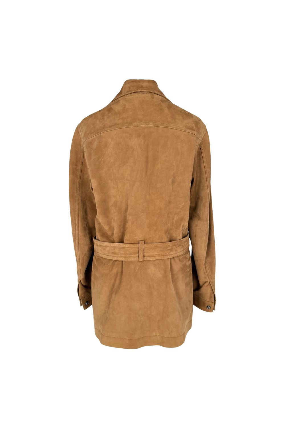 Saint Laurent Belted Safari Jacket in Tan Brown Suede