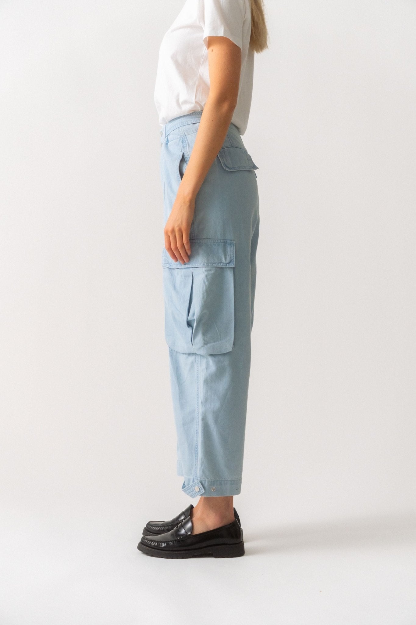 Frame Blue Wide-Leg Cargo Jeans - Bessette
