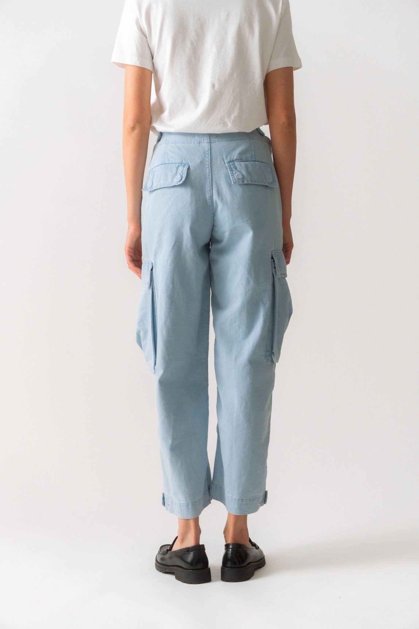 Frame Blue Wide-Leg Cargo Jeans - Bessette