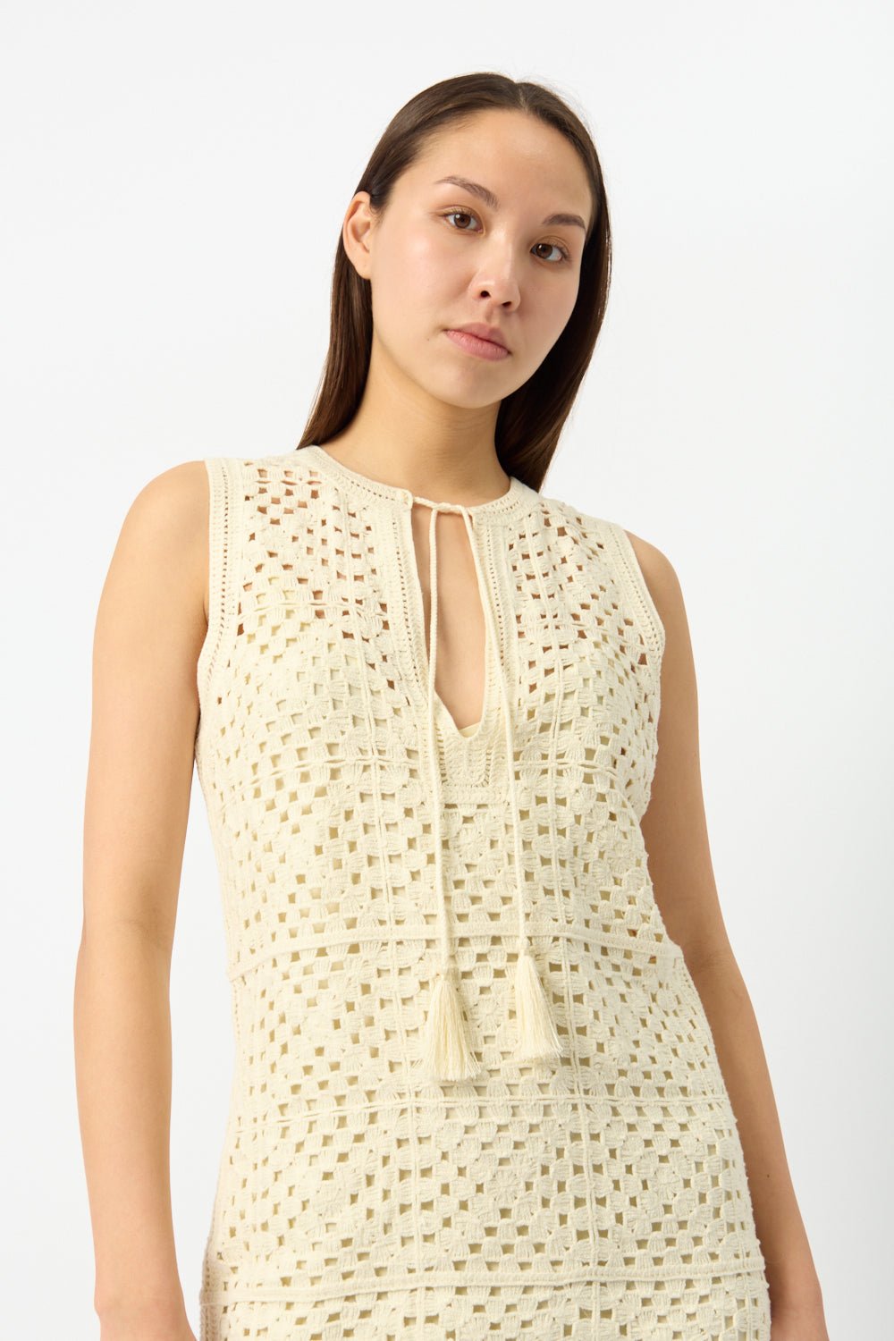 Frame Crochet Tassel Popover Dress - Bessette