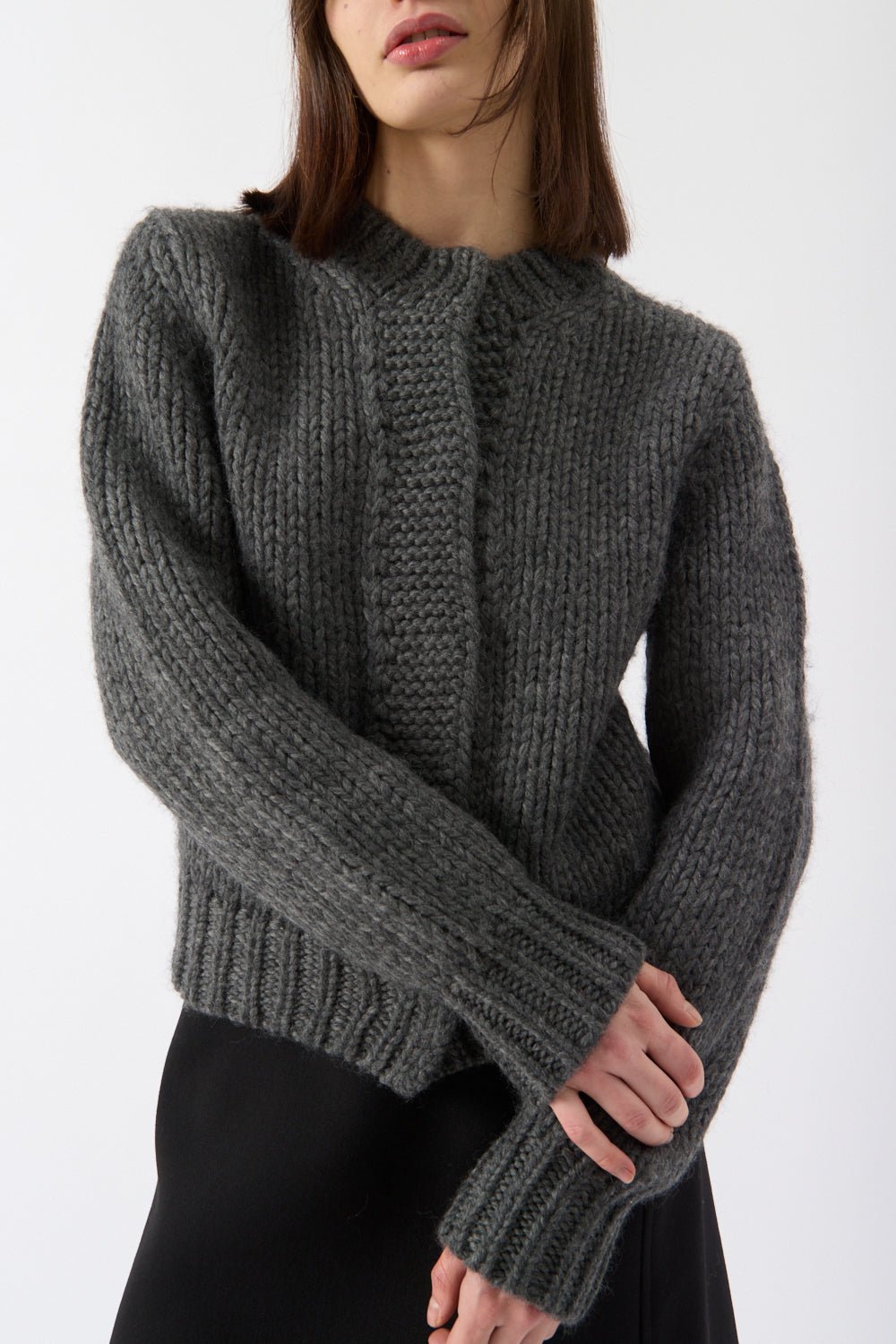 Jil Sander Grey Wool Cardigan - Bessette