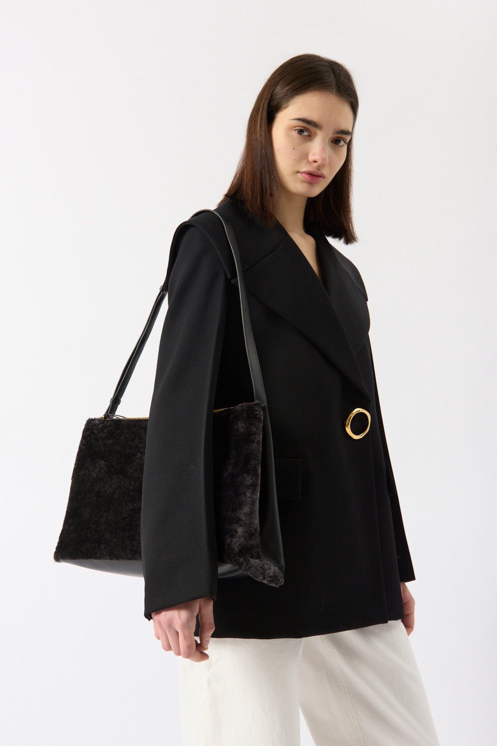Jil Sander Medium Shearling Empire Bag - Bessette