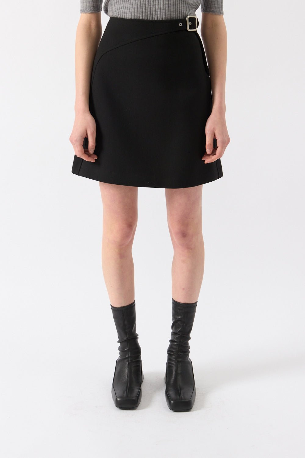 Jil Sander Wool Belted Mini Skirt - Bessette