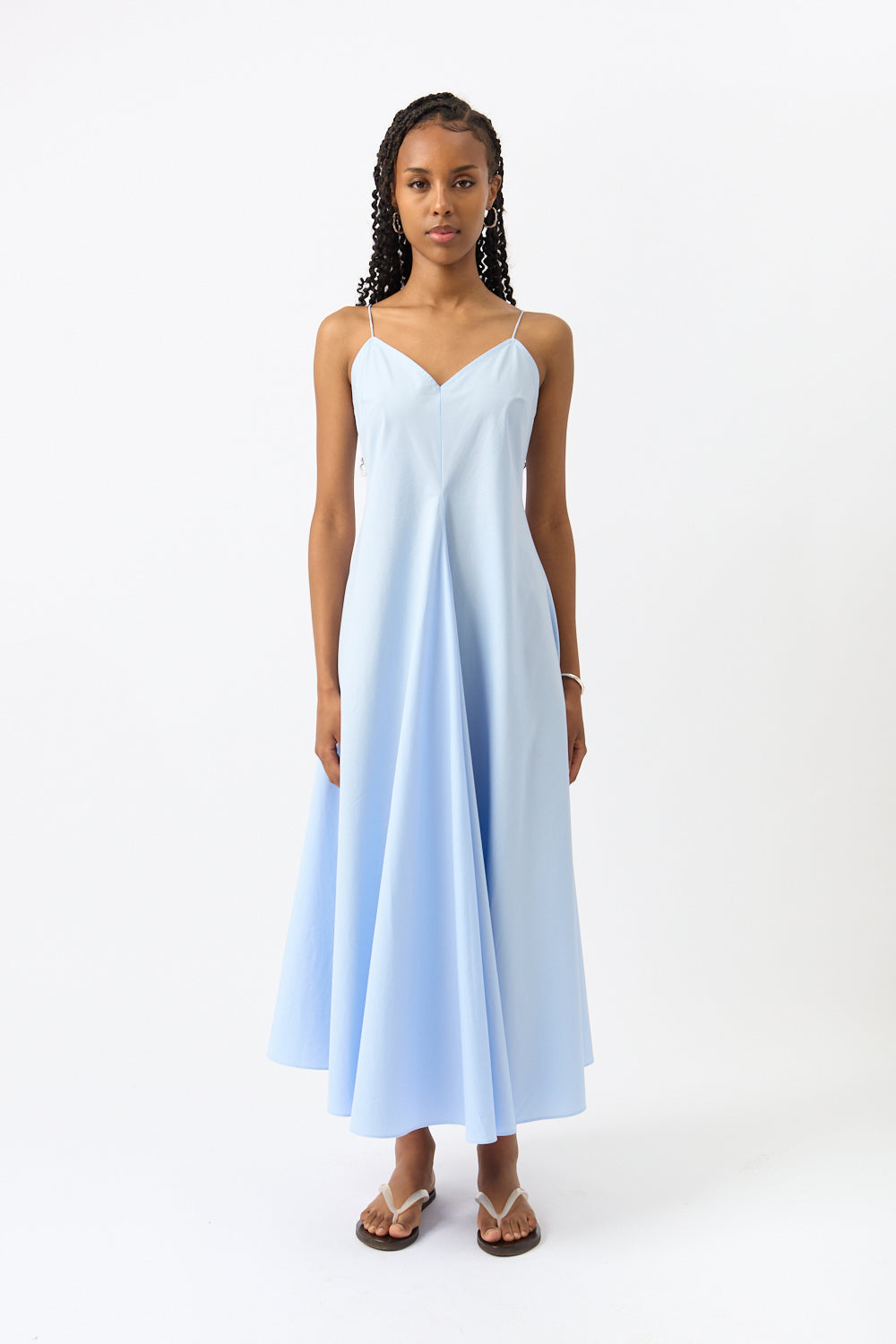 Róhe Cotton Strap Dress with Wide Hem