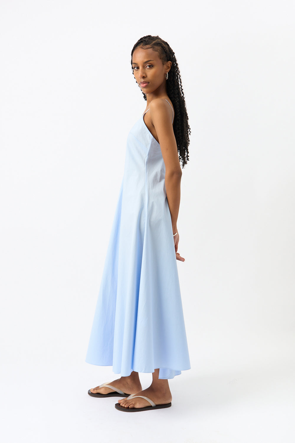 Róhe Cotton Strap Dress with Wide Hem