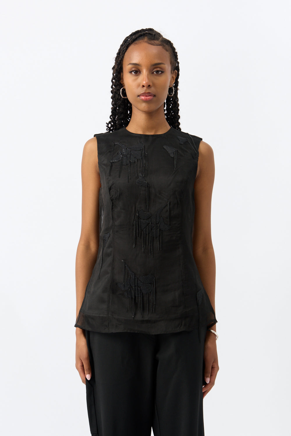 Róhe Embellished Tulip Organza Top