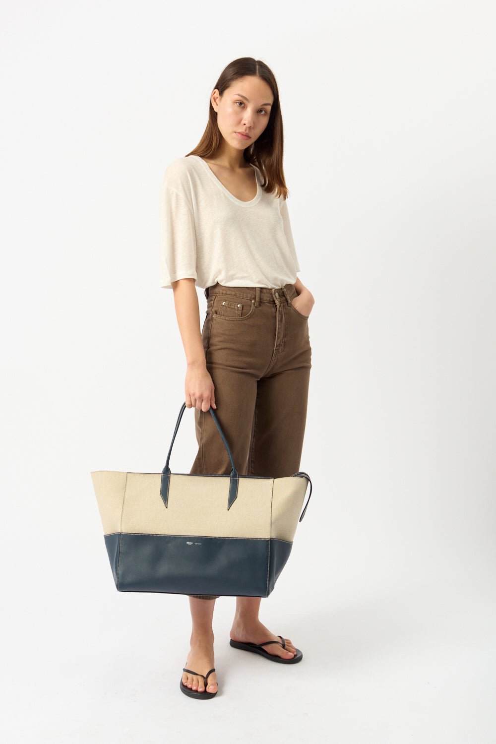 Métier Incognito Large Linen/Slate Cabas Bag - Bessette