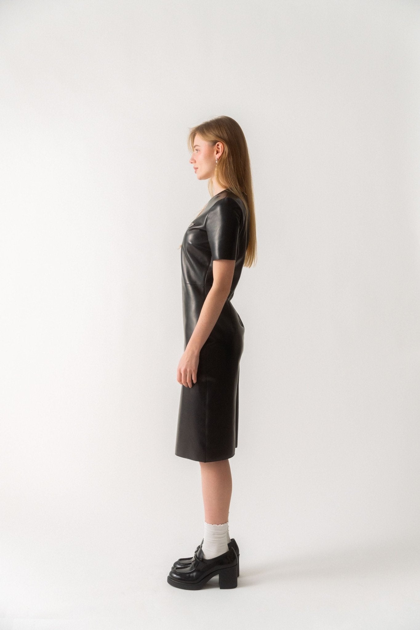 Prada Leather Short Sleeve Dress - Bessette