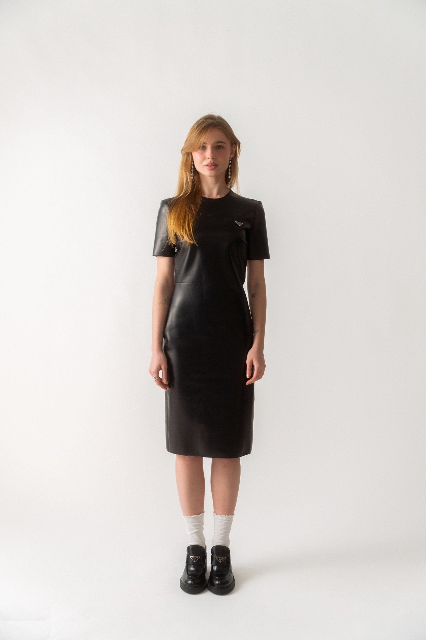 Prada Leather Short Sleeve Dress - Bessette