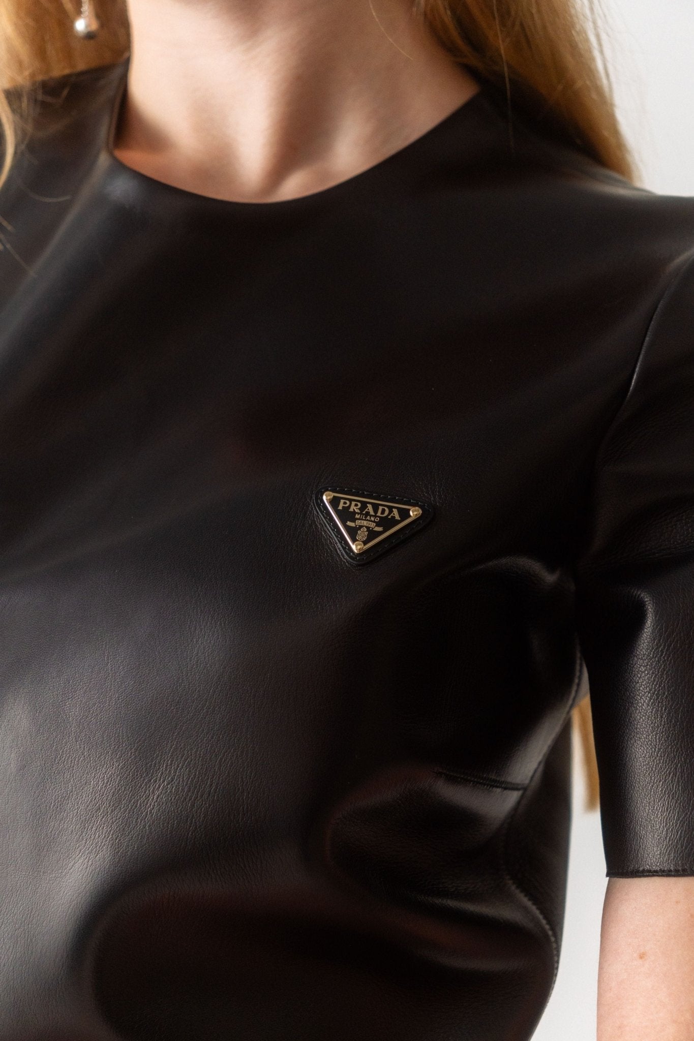 Prada Leather Short Sleeve Dress - Bessette