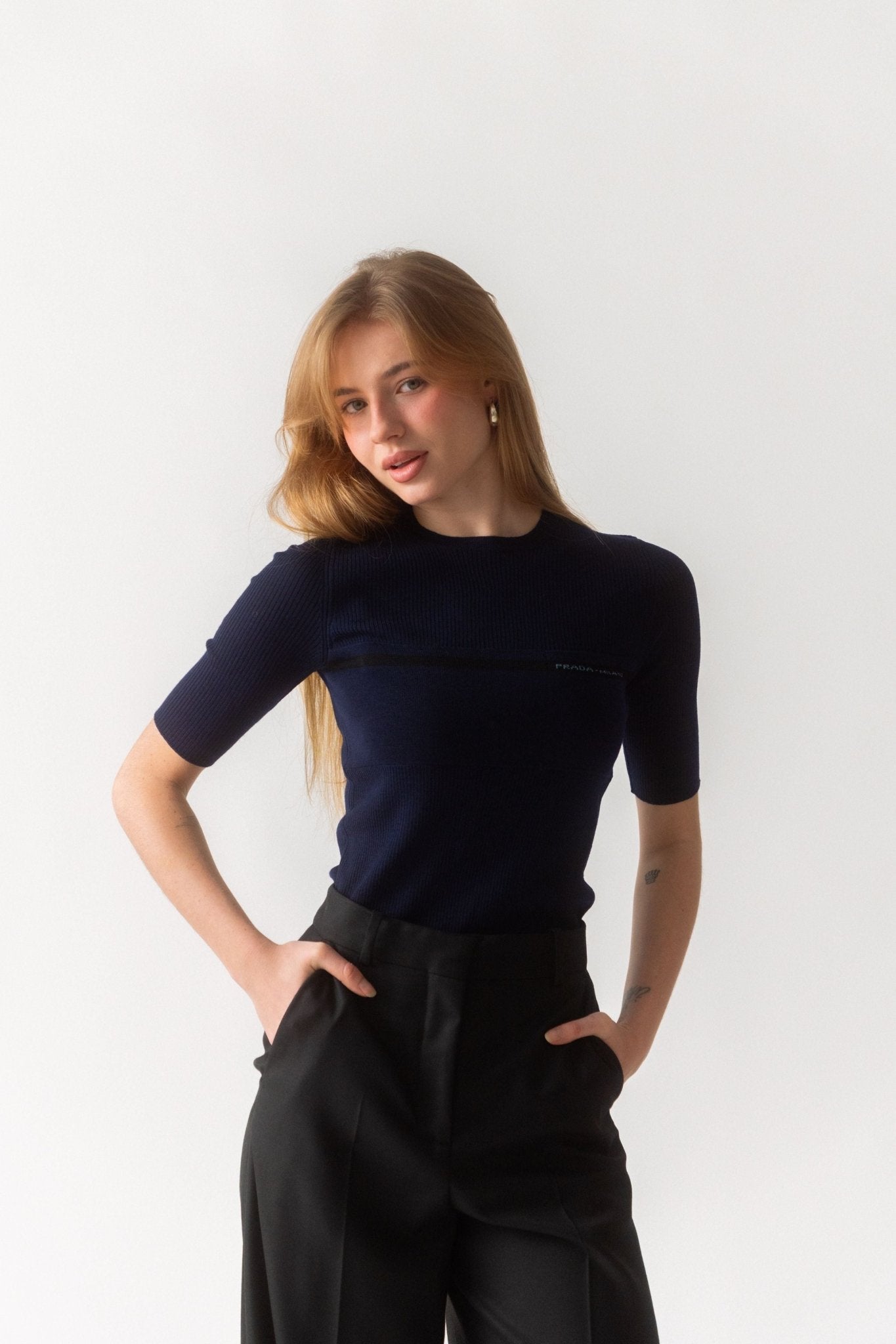 Prada Logo Ribbed-Knit Cotton-Blend Sweater - Bessette