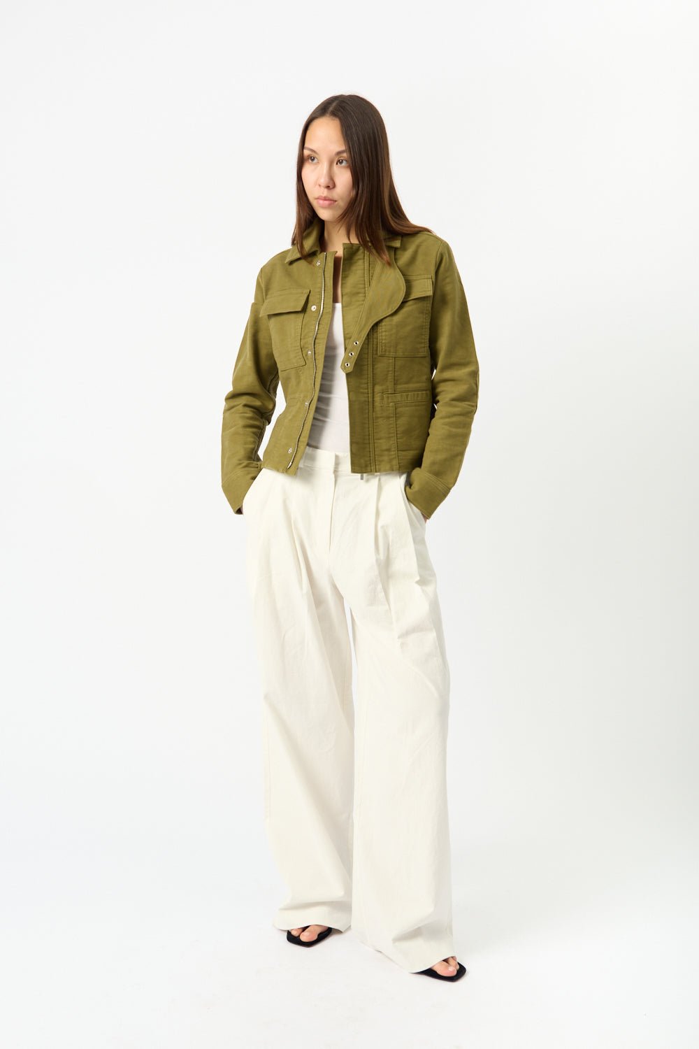 Proenza Schouler White Label Ava Jacket Dark Green - Bessette