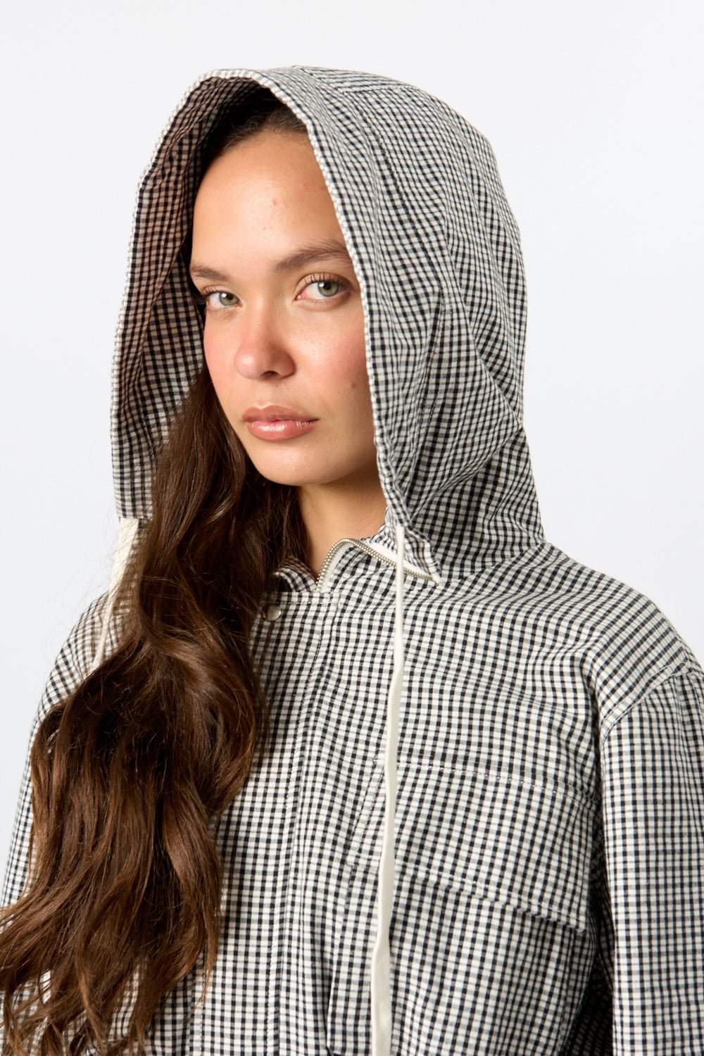 Proenza Schouler White Label Nina Coat in Solid Crinkle Cotton Black/Ivory - Bessette
