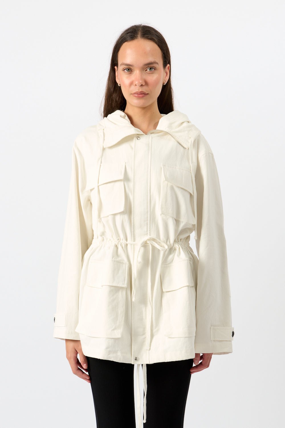 Proenza Schouler White Label Nina Coat in Solid Crinkle Cotton Off White - Bessette