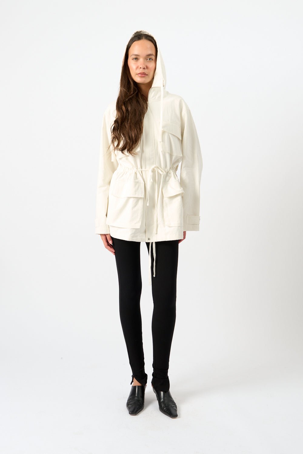 Proenza Schouler White Label Nina Coat in Solid Crinkle Cotton Off White - Bessette