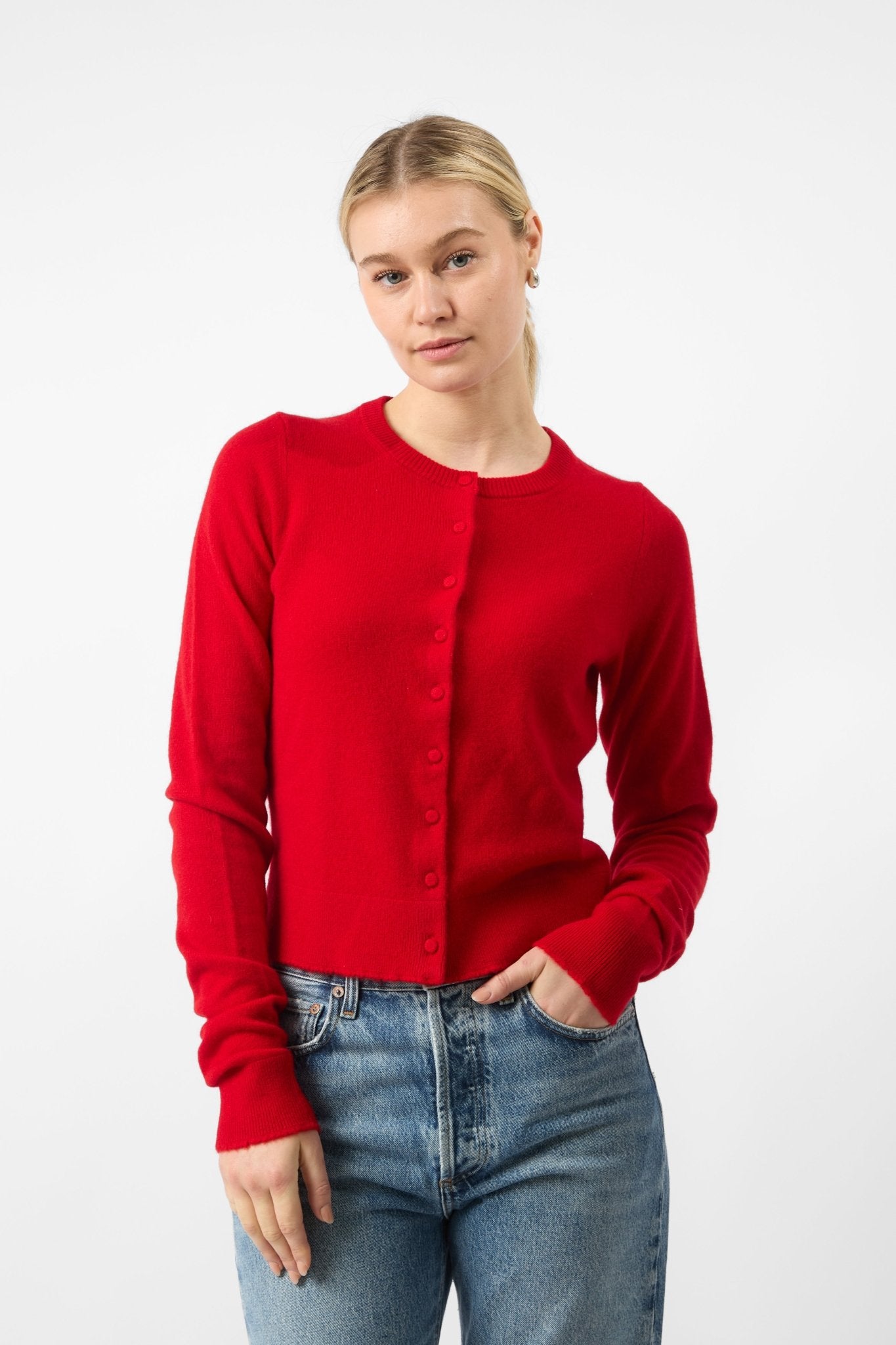 Re/Done Cashmere Crewneck Cardigan - Bessette