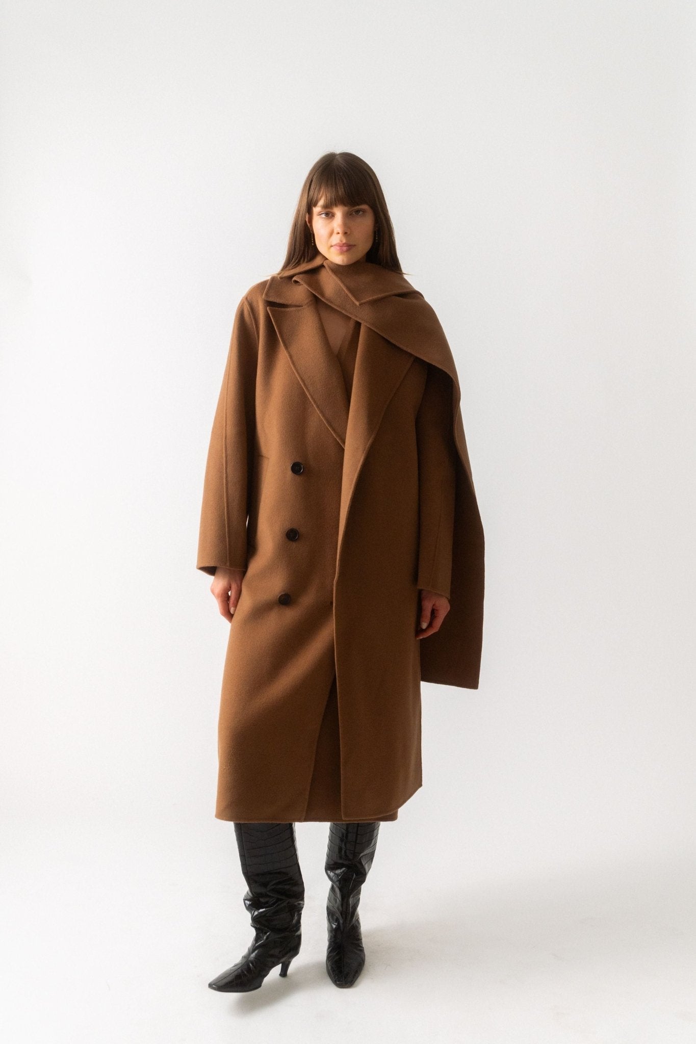 Róhe Double-Faced Wool Scarf Coat - Bessette