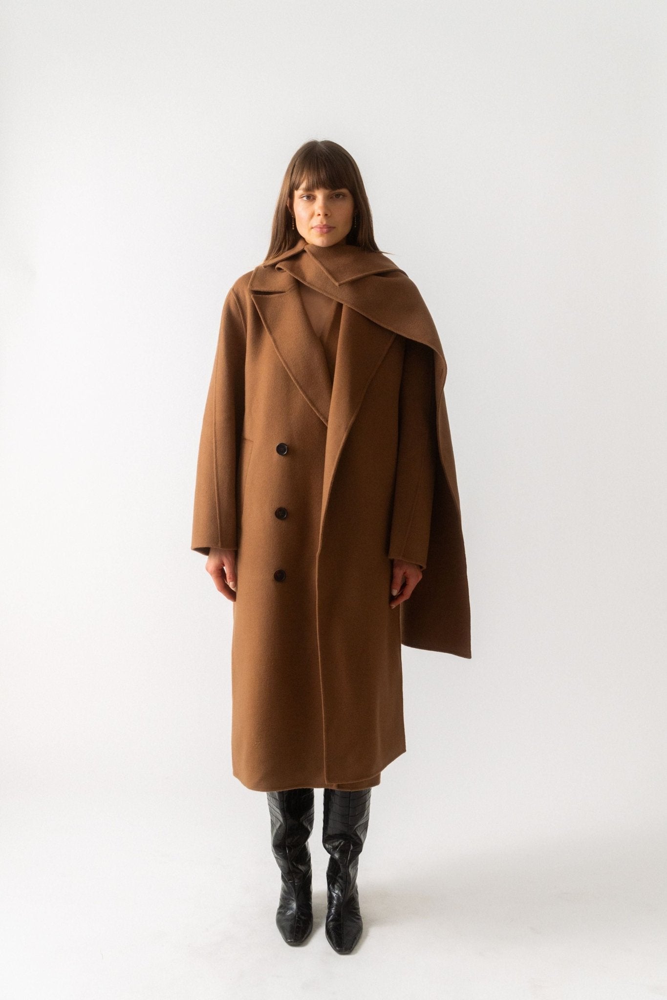 Róhe Double-Faced Wool Scarf Coat - Bessette