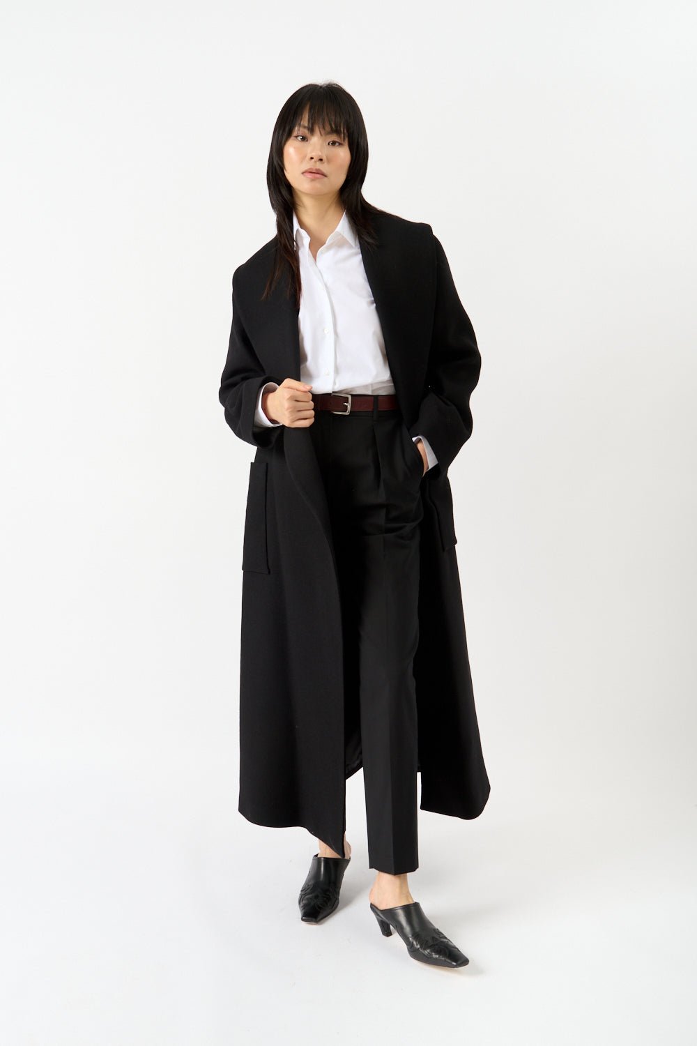 Róhe Shawl Collar Wrap Coat - Bessette