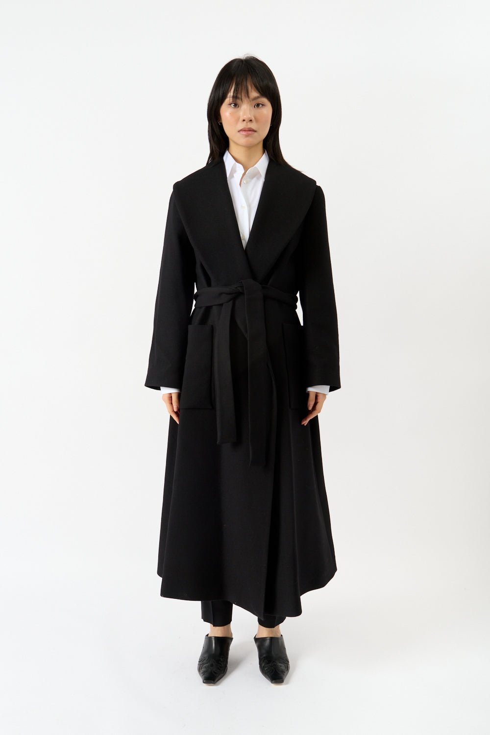 Róhe Shawl Collar Wrap Coat - Bessette