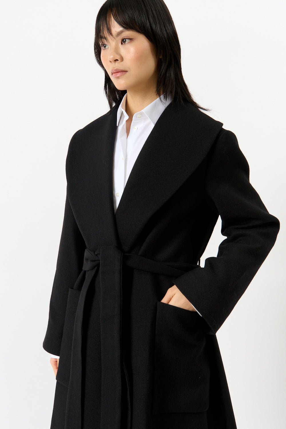 Róhe Shawl Collar Wrap Coat - Bessette