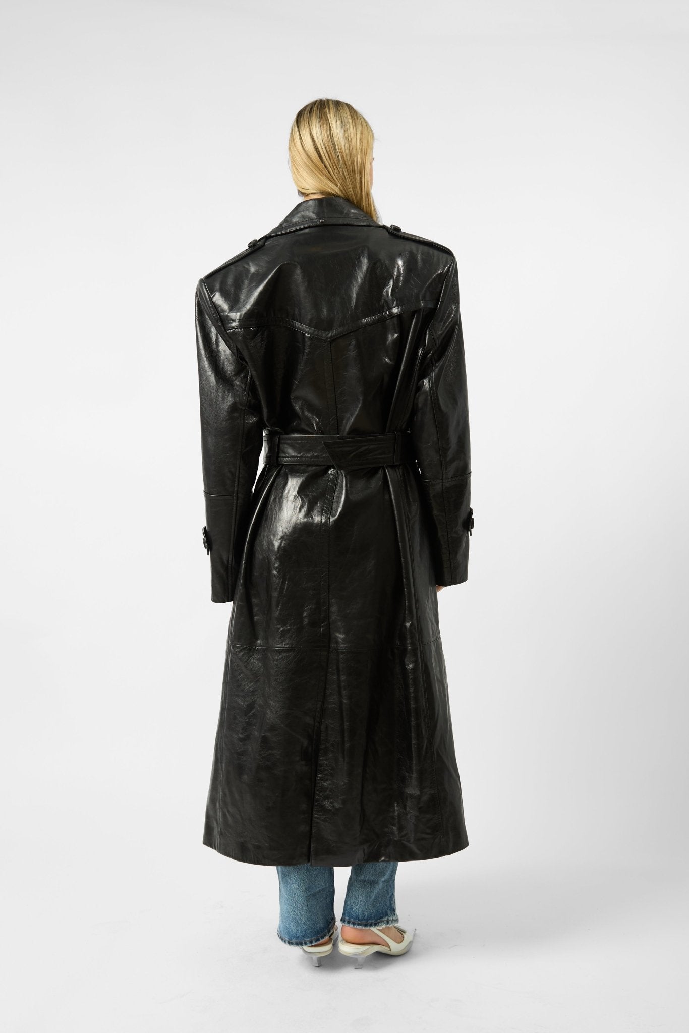 Sportmax Alfeo Long Leather Trench Coat - Bessette