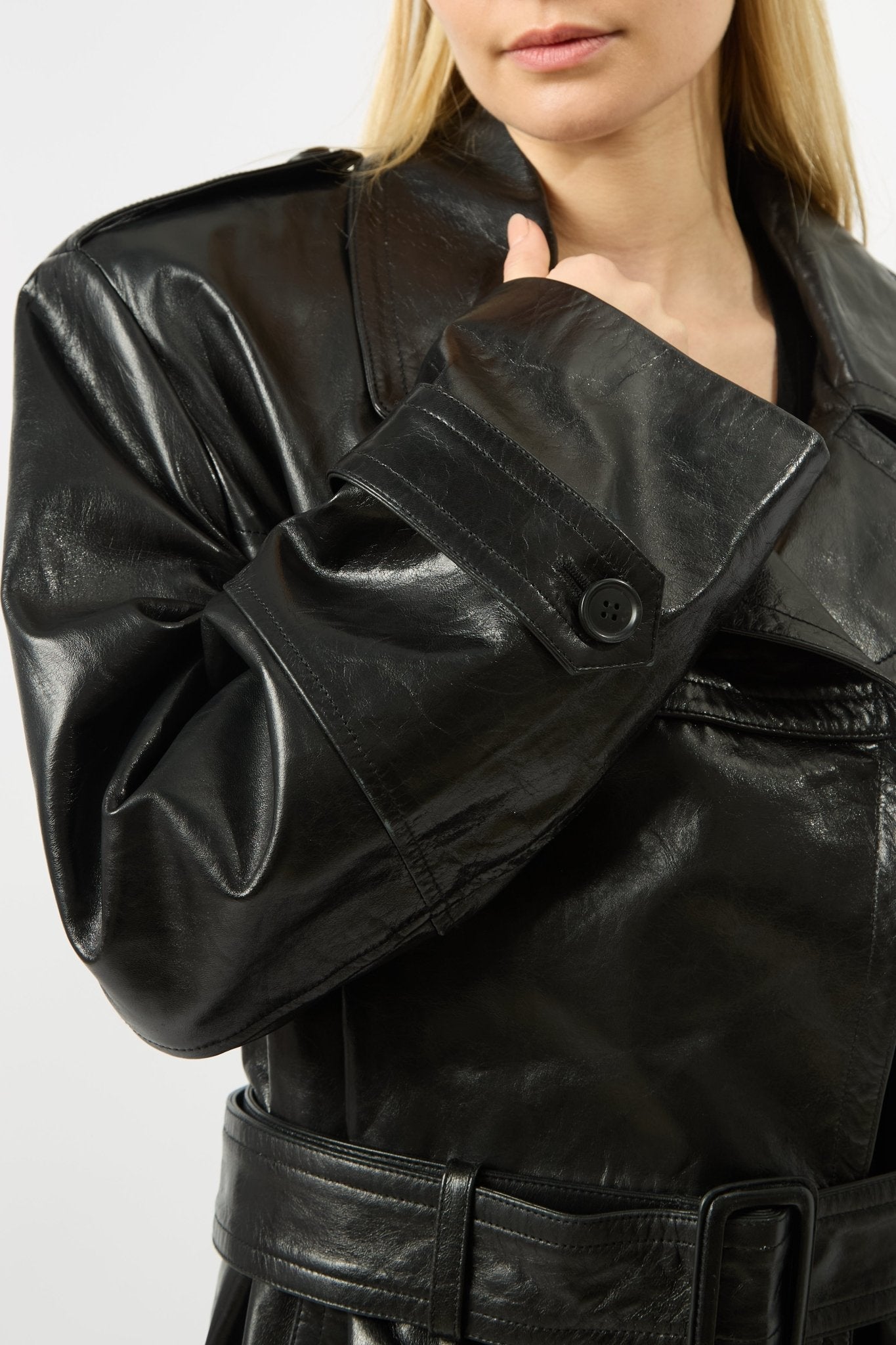 Sportmax Alfeo Long Leather Trench Coat - Bessette