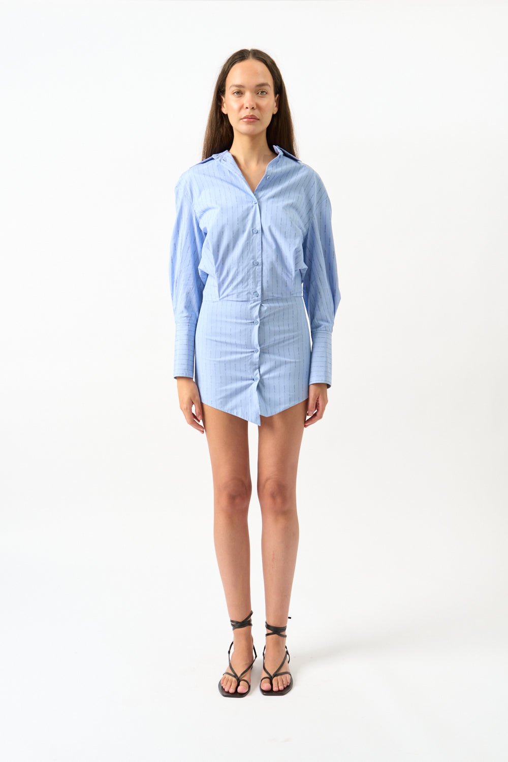 The Attico Blue Cotton Shirt Dress