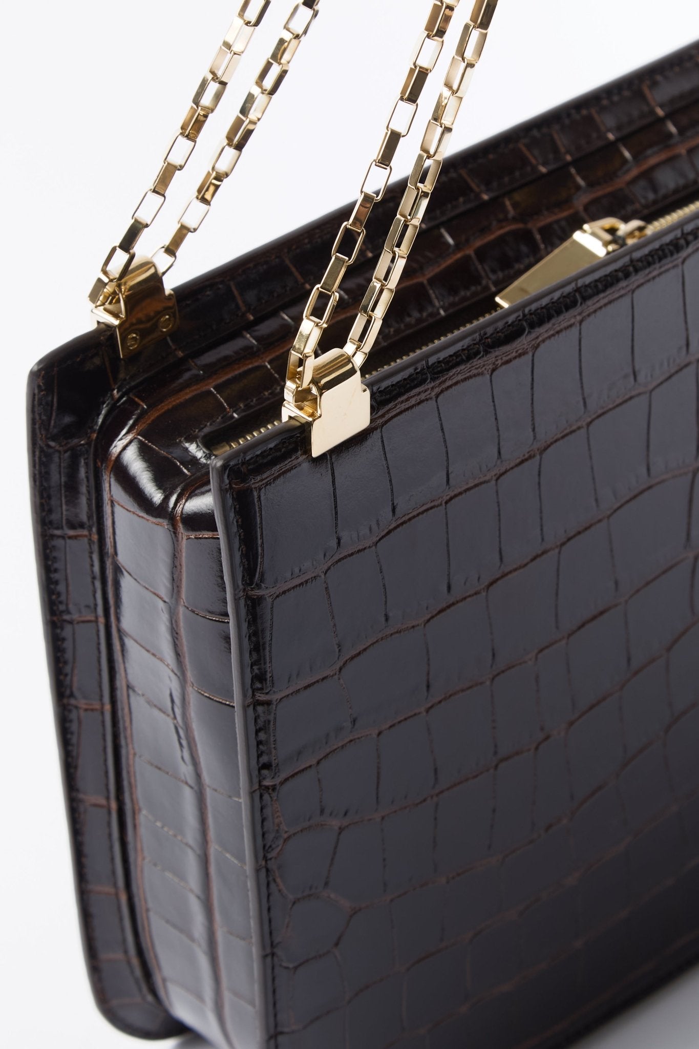 Toteme Chain Bag Brown Croc - Bessette