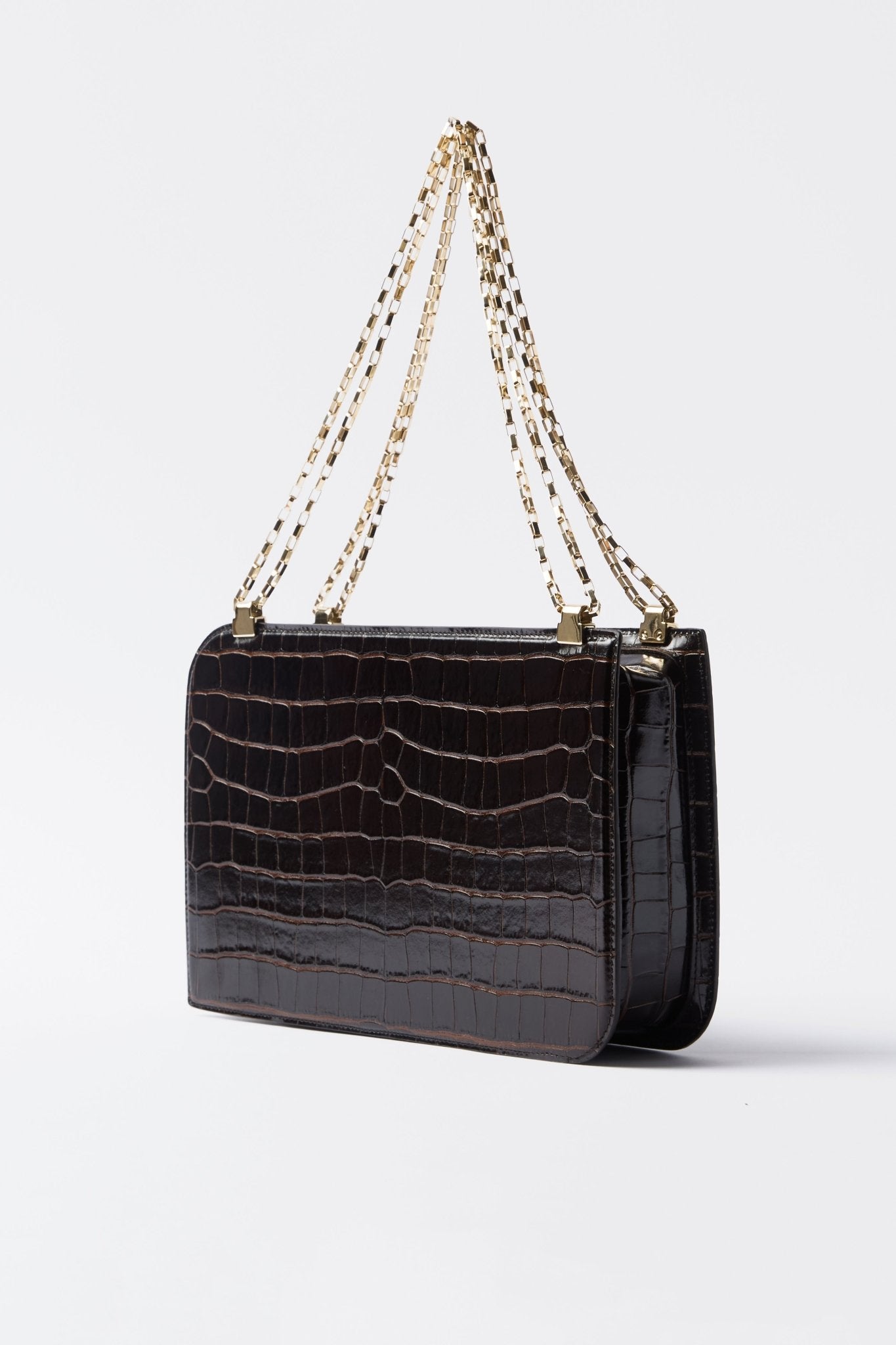 Toteme Chain Bag Brown Croc - Bessette
