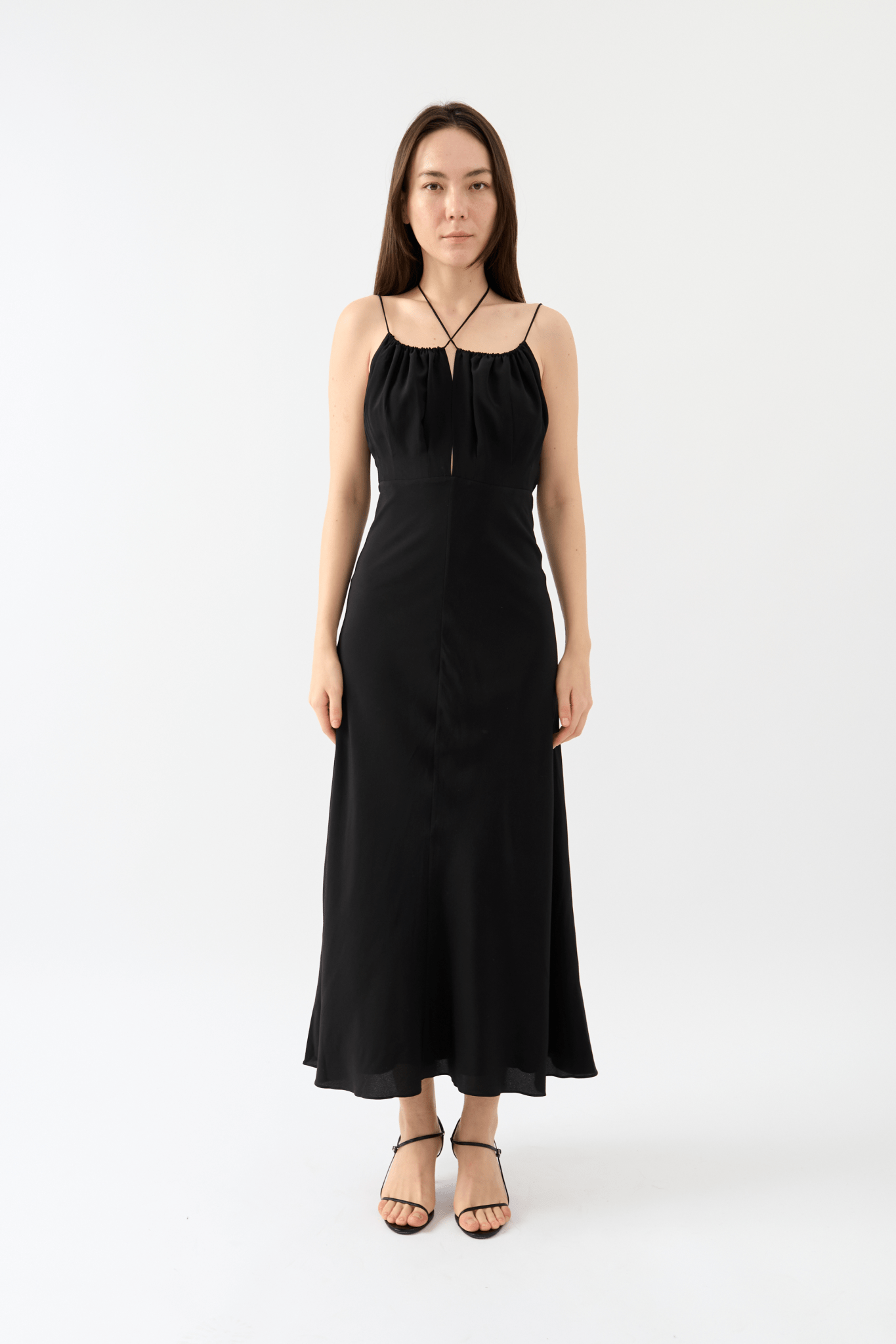 Toteme Gathered Halterneck Dress Black Toteme Gathered Halterneck Dress Black