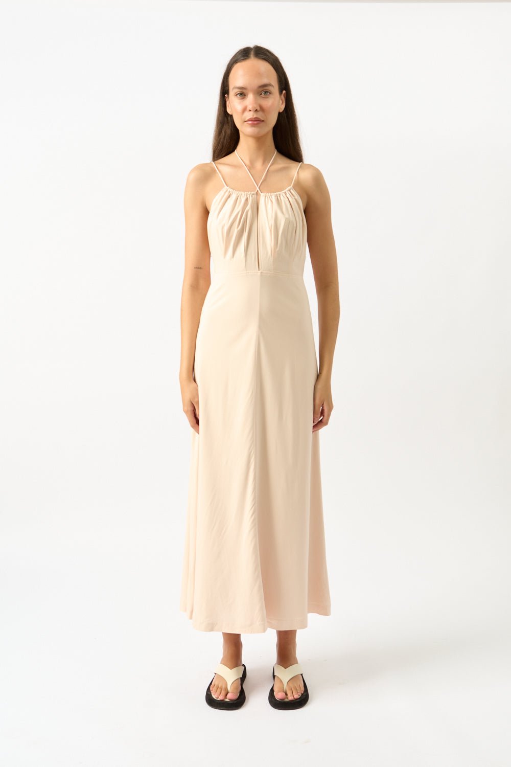 Gathered Halterneck Maxi Dress