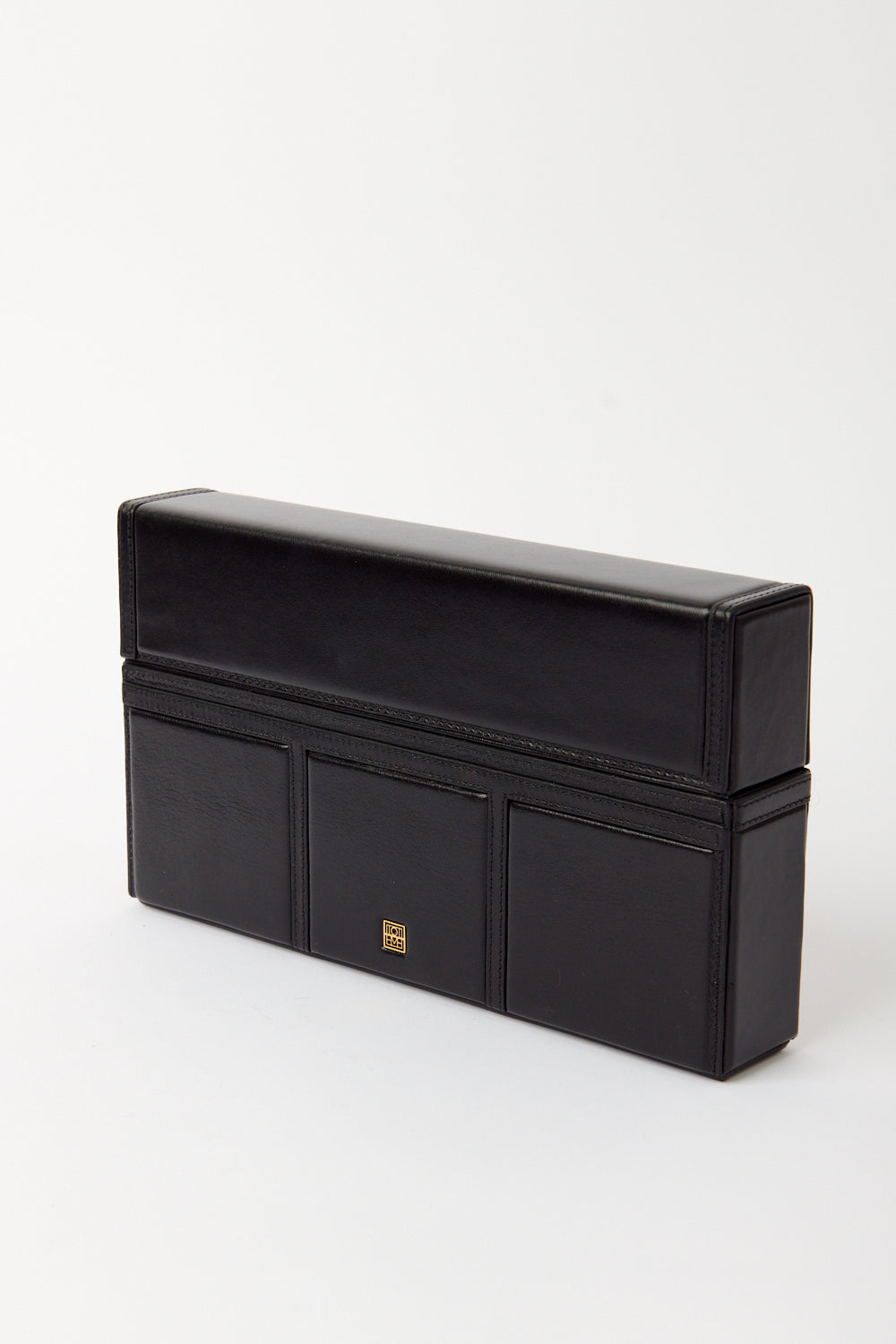 Toteme Black Leather T-Flap Clutch - Bessette