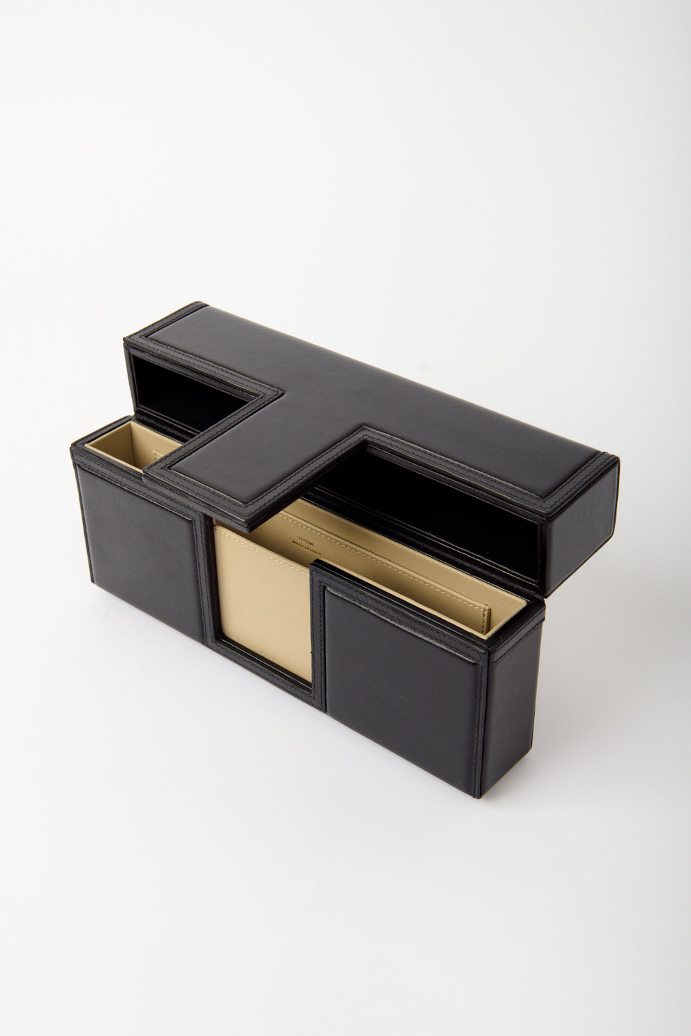 Toteme Black Leather T-Flap Clutch - Bessette
