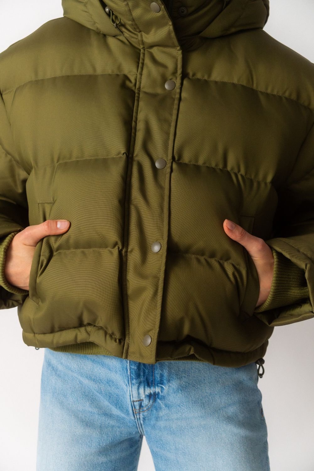 Wardrobe.NYC Cropped Green Puffer Jacket - Bessette