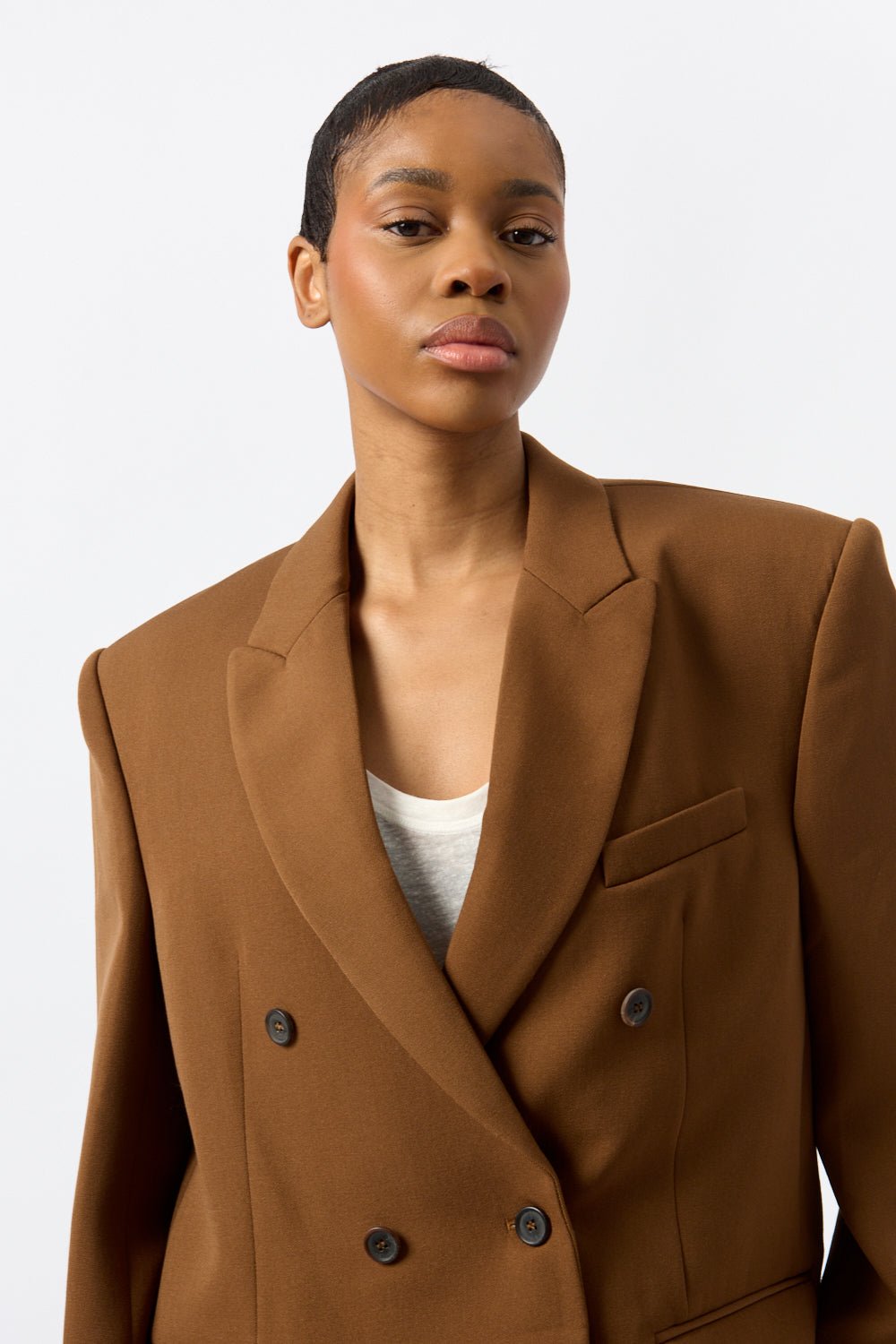 Wardrobe.NYC Dark Brown Double Breasted Blazer - Bessette
