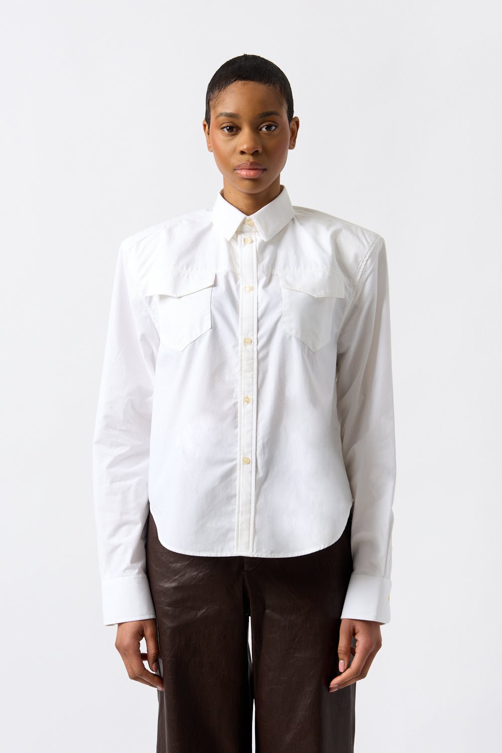 White Shoulder Pad Shirt Bessette - Main Image