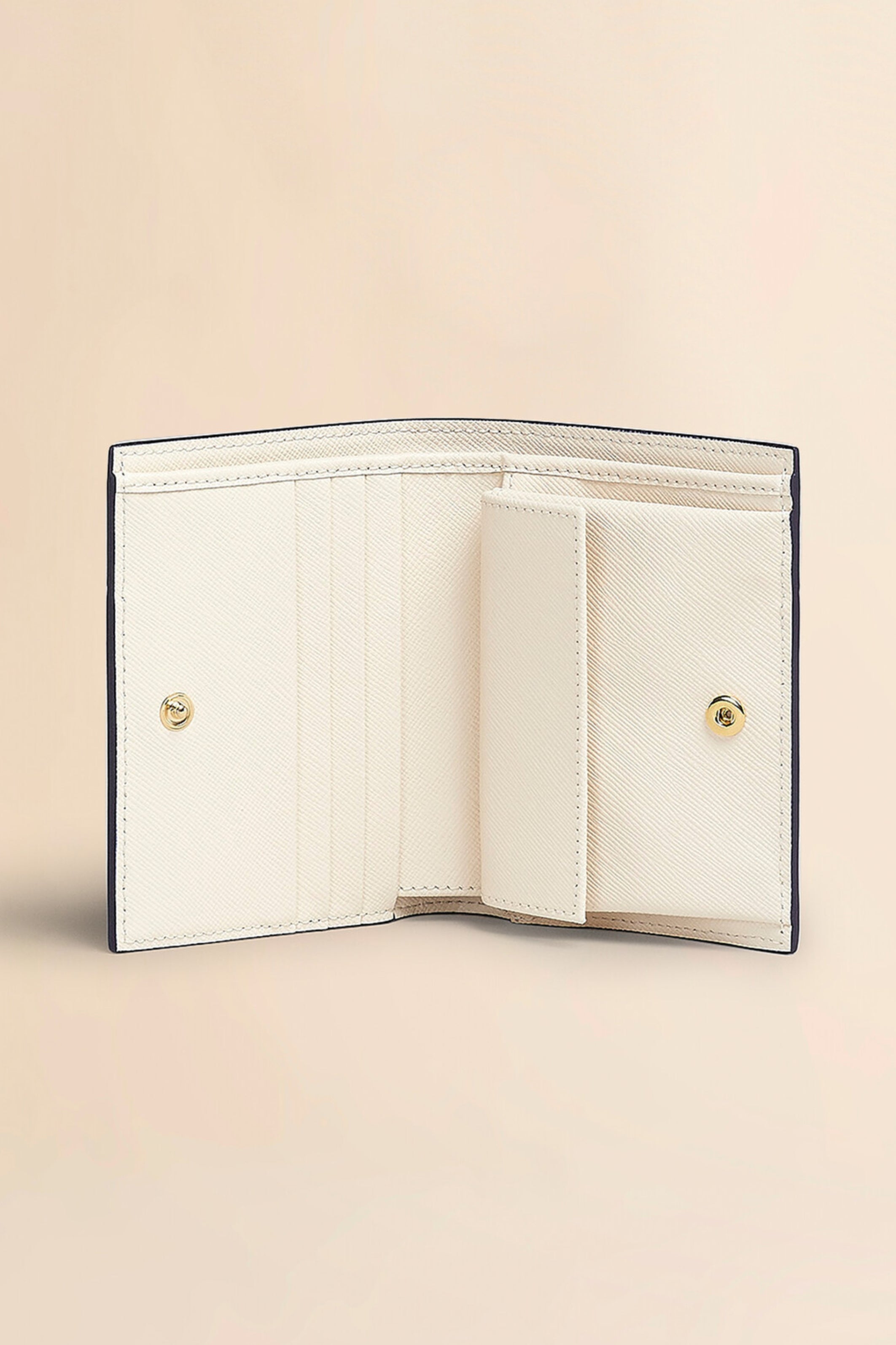 White saffiano leather bi-fold wallet