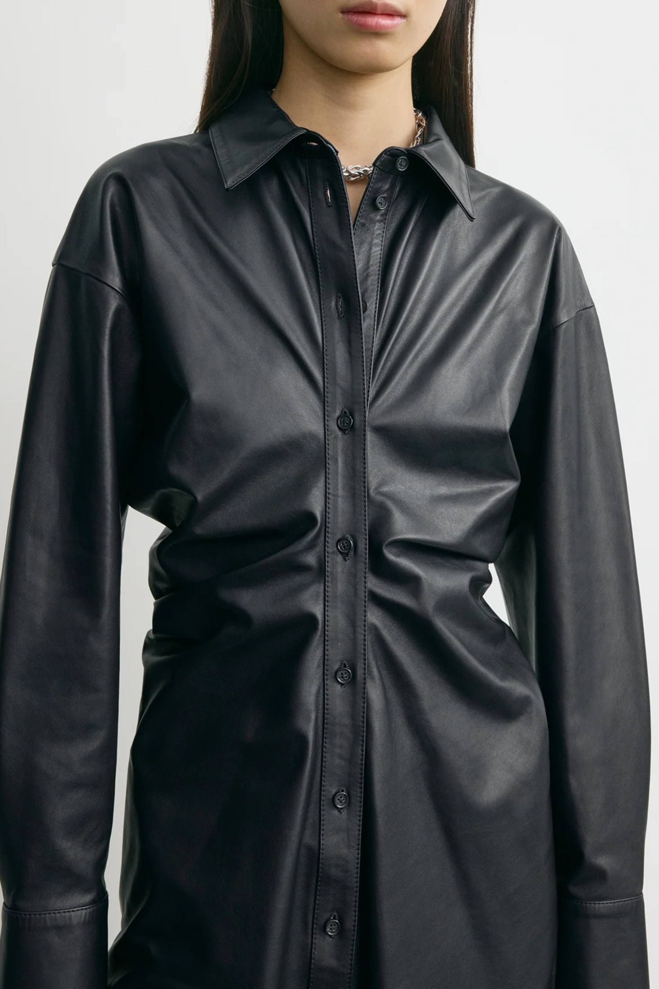 Leather slouch shirtdress